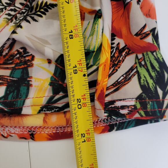 Esperance Paris Floral Top Womens Large Orange Tropical Print Short Sleeve - Picture 7 of 8